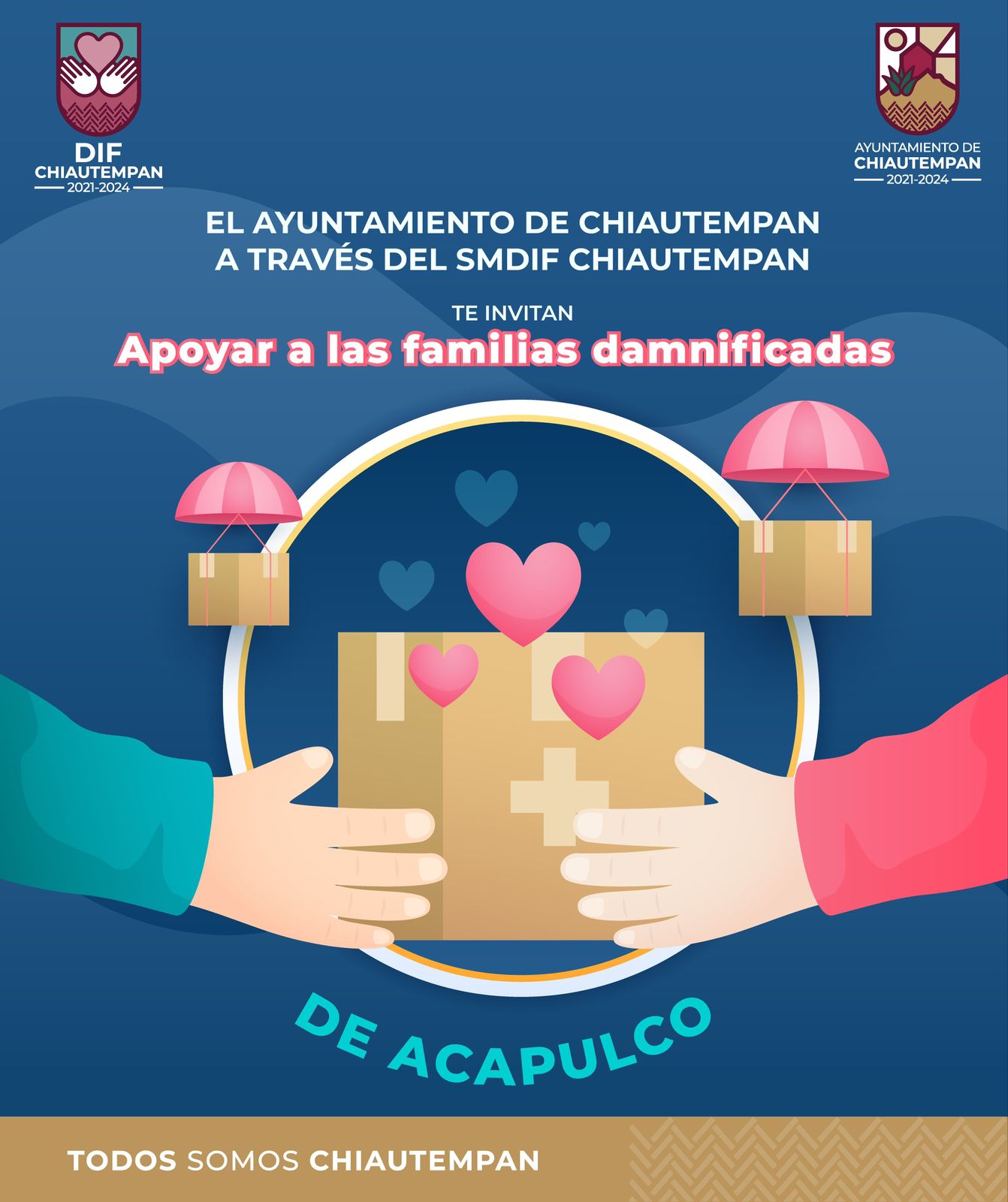 Ayuntamiento de Chiautempan y el SMDIF abren centro de acopio para los damnificados de Acapulco